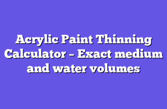 Acrylic Paint Thinning Calculator – Exact medium and water volumes