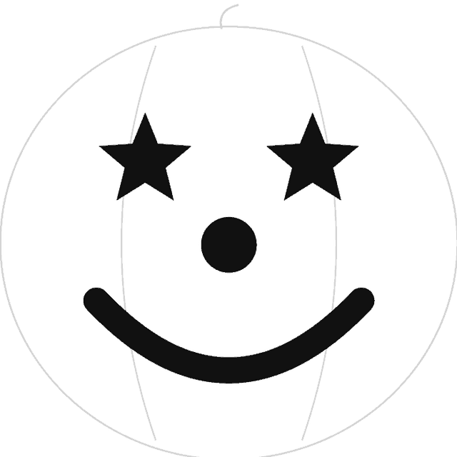Starry Clown pumpkin carving stencil