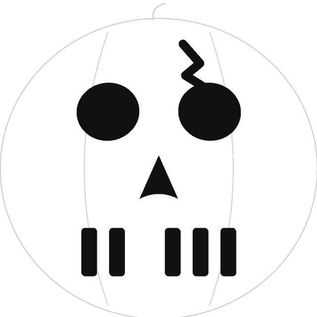 Cracked Skull pumpkin carving stencil