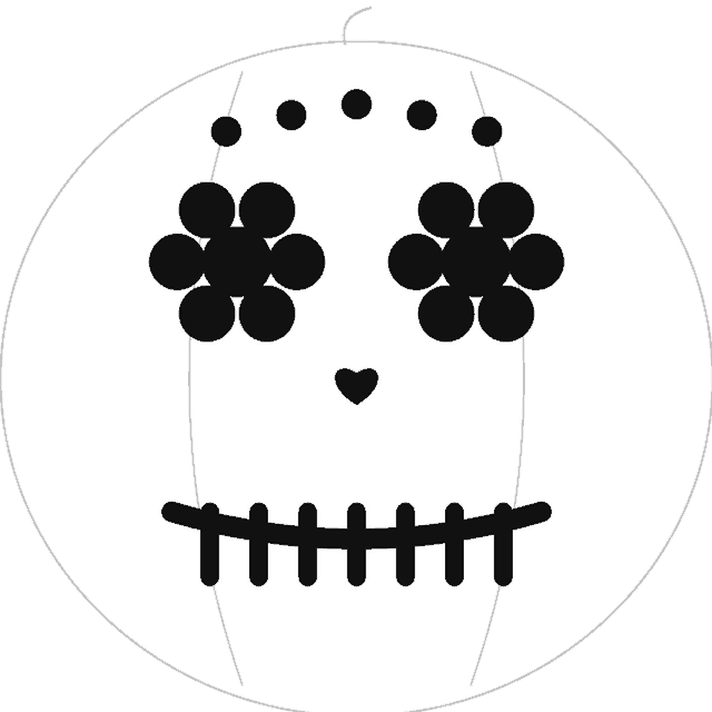 Sugar Skull pumpkin carving stencil