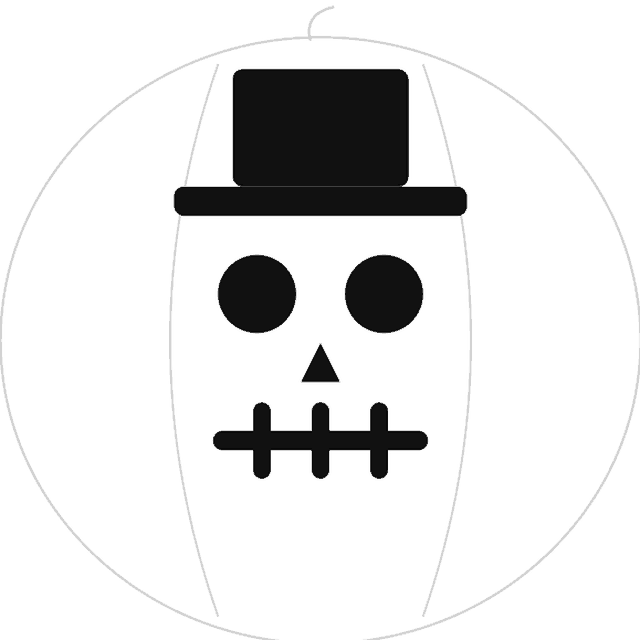 Top Hat Skull pumpkin carving stencil